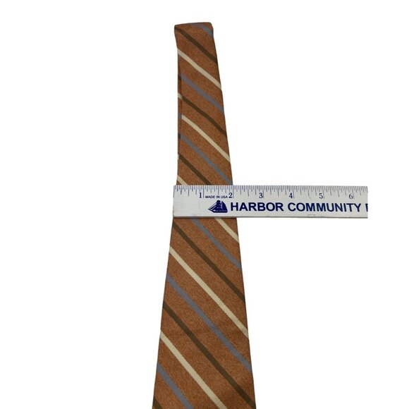 Paul Frederick 57” Repp Tie 100% Italian Silk Hand Tailored In USA Orange Brown - Picture 6 of 7